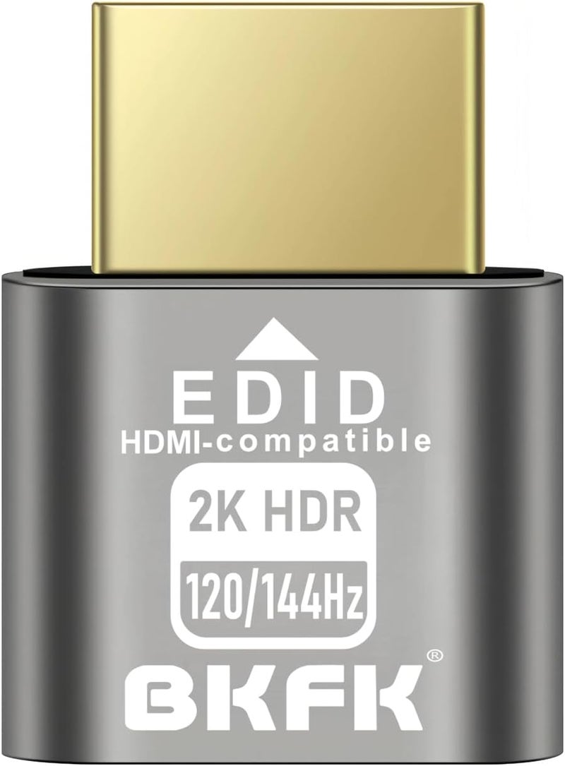 BKFK موصل HDMI وهمي 4K HDR، محول عرض بدون رأس، محاكي EDID لشاشة افتراضية، يدعم حتى 2K@120/144Hz، 1080P@120/144Hz (2560X1440@120/144HZ-HDR-1P) - Image 1